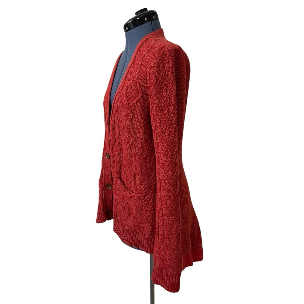 Anthropologie Far Away‎ From Close Pauline Cable Knit Cardigan Hi Lo Granny L - Picture 5 of 16